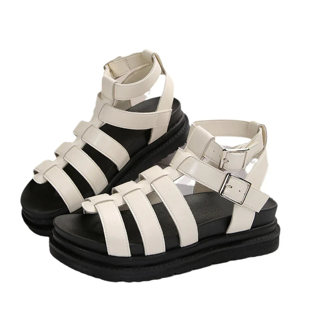 Hollow-out Belt Buckle Platform Pig Cage Sandals Women's Foreign Trade Roman Shoes - DanaFashionstore