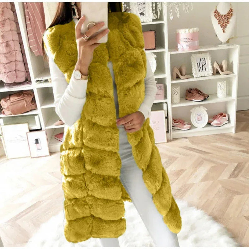 Fur Long Vest Cotton-padded Coat - DanaFashionstore