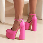 Ladies Sandals Buckle High Heel Platform - DanaFashionstore