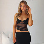 Mesh Slim Fit Patchwork Backless Camisole - DanaFashionstore