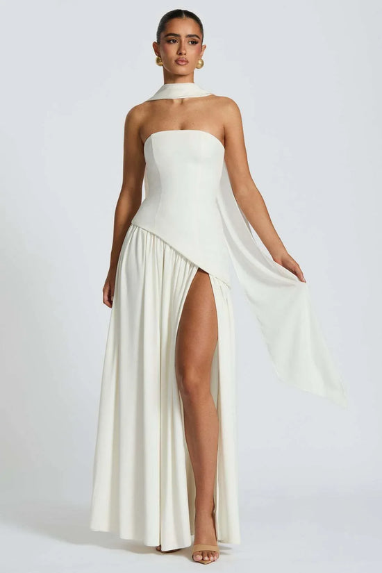 Fashion Sexy Backless Tube Top Pure Color Split Dress - DanaFashionstore