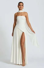 Fashion Sexy Backless Tube Top Pure Color Split Dress - DanaFashionstore