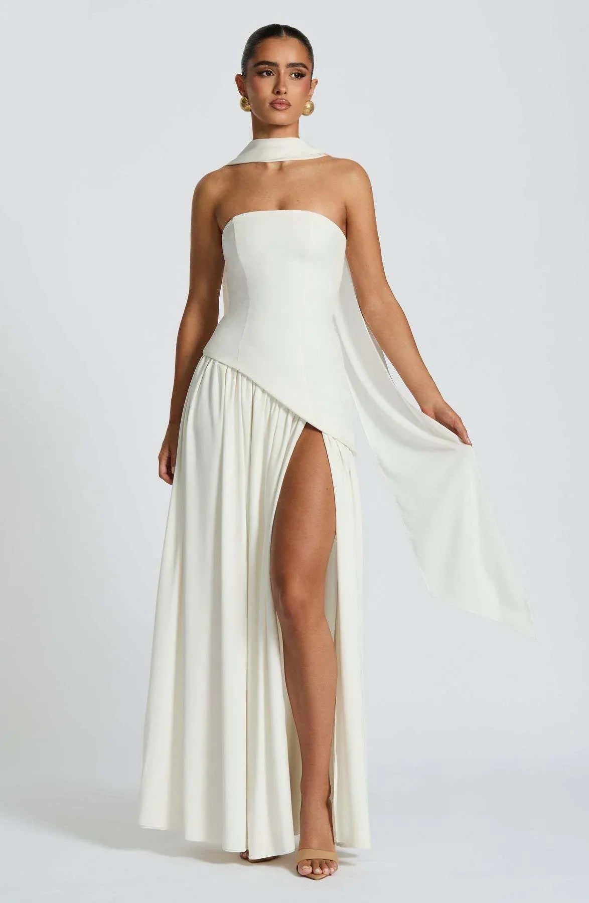 Fashion Sexy Backless Tube Top Pure Color Split Dress - DanaFashionstore
