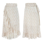 Woman Skirts High Waist Fashion Long Black Knotted Tied Wrap Floral Ruffle Chiffon A-Line Split Skirt Spring Summer Clothes - DanaFashionstore