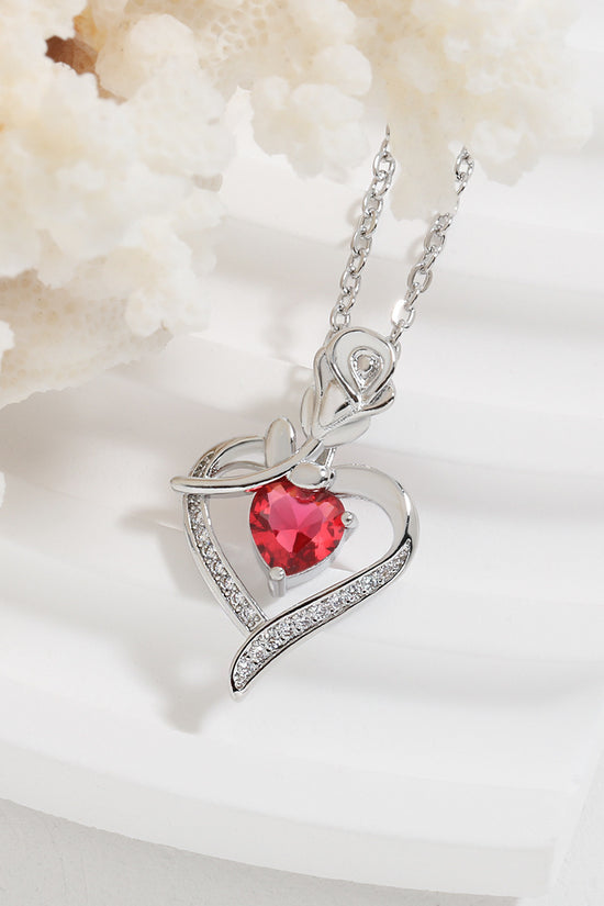 Rose Heart-shaped Necklace With Rhinestones Fashion Everlasting Flower Love Necklace For Women Valentine's Day Gift