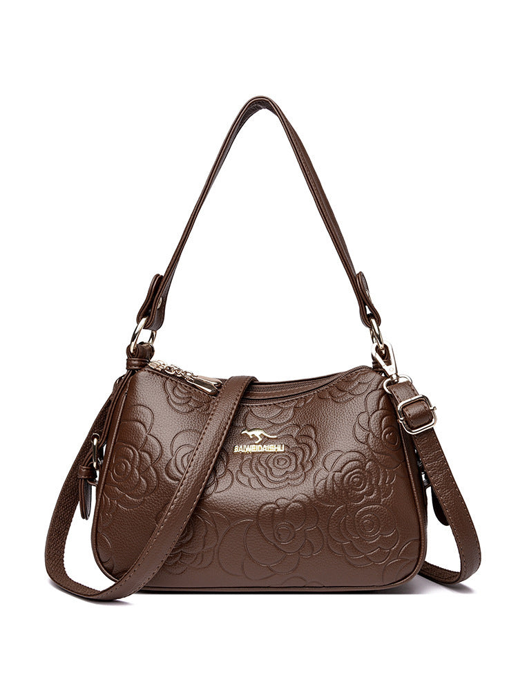 Soft Leather Textured Ethnic Style Simple Versatile Large Capacity Shoulder Messenger Bag - Dana Fashion