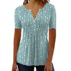 European And American Spring And Summer V-collar Polka Dot Short Sleeve - DanaFashionstore