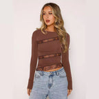 Sexy Lace Patchwork Short-Sleeve Long-Sleeve T-Shirt
