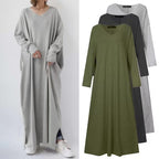 Women's Knitted Long Sleeve V-neck Swing Type Dress