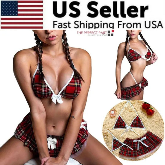 Sexy Lingerie School Girl Sleepwear Dress Nightwear Underwear Babydoll Women USA - Dana Fashion