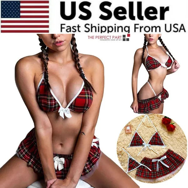 Sexy Lingerie School Girl Sleepwear Dress Nightwear Underwear Babydoll Women USA - Dana Fashion