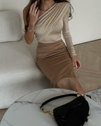 European And American Fashionable With Side-slit Solid Color Stretch Slim Skirt
