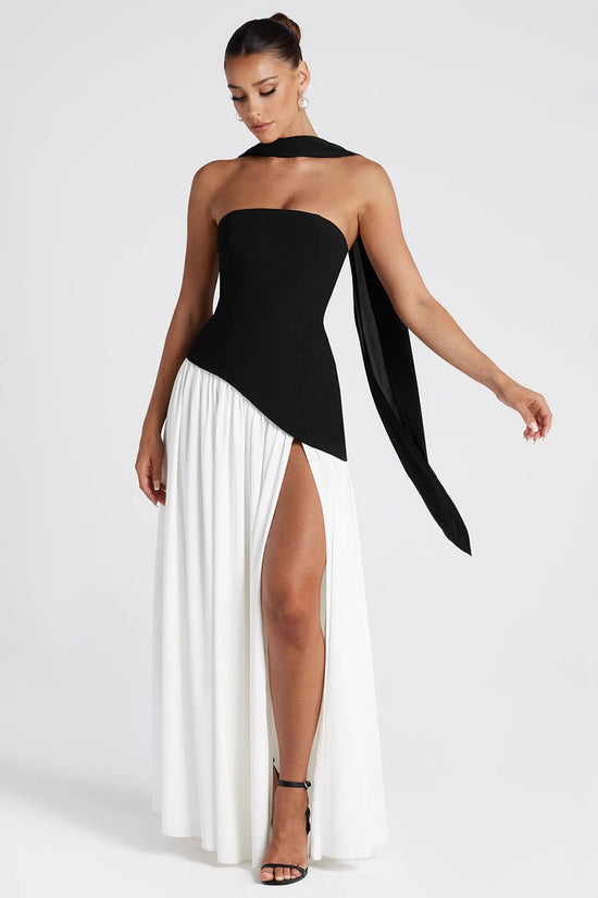 Spring And Summer New Color Matching Tube Top Sexy Off-the-shoulder Dress