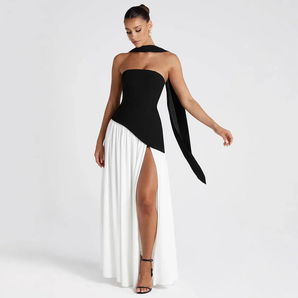 Color Matching Tube Top Dress 2026 - Sexy Off-Shoulder Summer Dress - DanaFashionstore