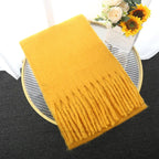 Macaron Solid Color Thick Braid Tassel Shawl - DanaFashionstore
