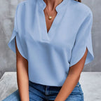 Summer Short-sleeved Chiffon Shirt New V-neck Shirt Women's Casual Versatile Clothing - DanaFashionstore