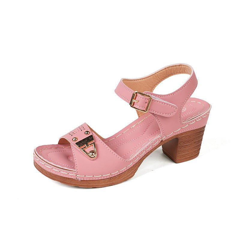 Face Buckle Chunky Heel High Heel Sandals Female $43.67 Dana Fashion Color: Pink Size: 36 Women's shoes Product information: Toe bracket shape: Fish Mouth Color: light gray, pink, light brown Shoe Upper material: PU Size: 36, 37, 38, 39, 40, 41, 42, 43 We