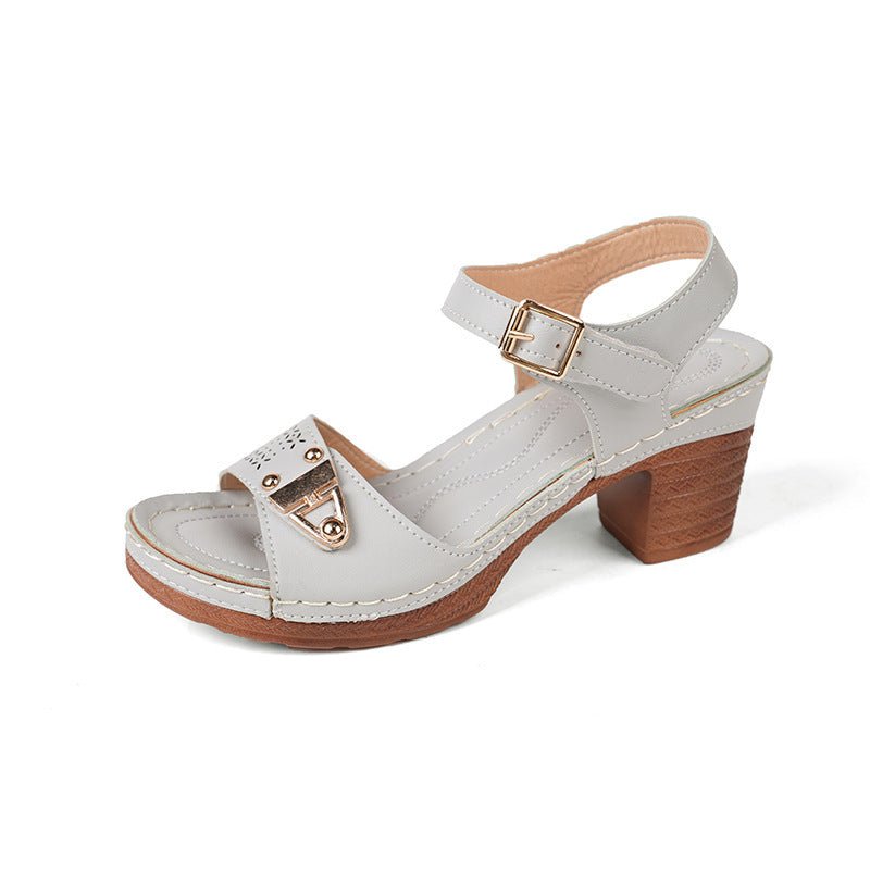 Face Buckle Chunky Heel High Heel Sandals Female $43.67 Dana Fashion Color: Light Gray Size: 36 Women's shoes Product information: Toe bracket shape: Fish Mouth Color: light gray, pink, light brown Shoe Upper material: PU Size: 36, 37, 38, 39, 40, 41, 42,