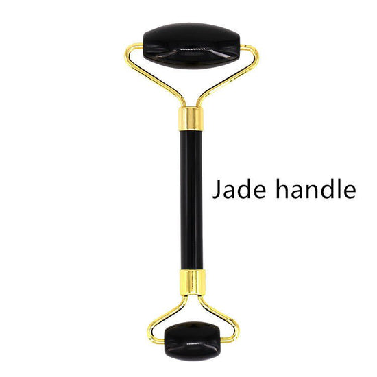 Face Lift Up Wrinkle Remover Gua Sha Stone For Face Massage Gua Sha Scraper $22.00 Dana Fashion Color: Black jade handle Beauty Tools Product information: Resin beeswax roller Main material: resin Specification: 2-piece set Weight: 65g Efficacy: Improve k