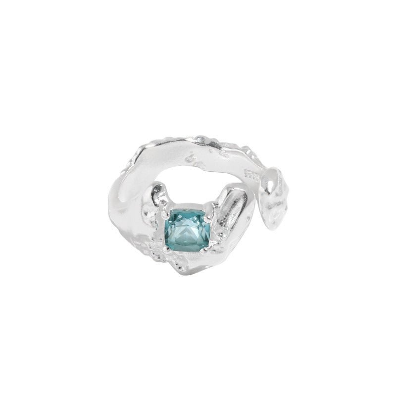 Face Made Tourmaline Texture Ring $35.00 Dana Fashion Color: Silver Size: Adjustable opening Women's Accessories Productinformation: Type: ring, ring Material: silver Style: Korean/Korean style Modeling: geometric Style: Women Purity: 925 silver Color: si