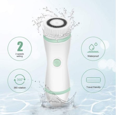 Facial cleaning brush, electric skin waterproof brush $63.17 Dana Fashion Color: Blue Beauty Tools body rotating cleaning brush, portable travel box, deep cleaning tools The full cleaning system 4 includes an exfoliating brush, a soft brush, a soft sponge