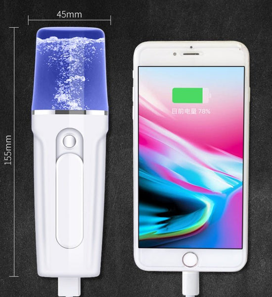 Facial Moisturizing Facial Beauty Apparatus With USB Charging Battery Bank $17.55 Dana Fashion Color: Pink Model: Luxury Beauty Tools Features: Nano Mist for Better Absorption: Nano water molecules is tiny enough and can penetrate into the bottom of skin,