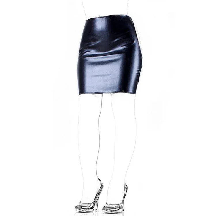 Aisle's Sexy Black Soft PU Sexy Tight-fitting Bag Field Training Short Skirt - DanaFashionstore