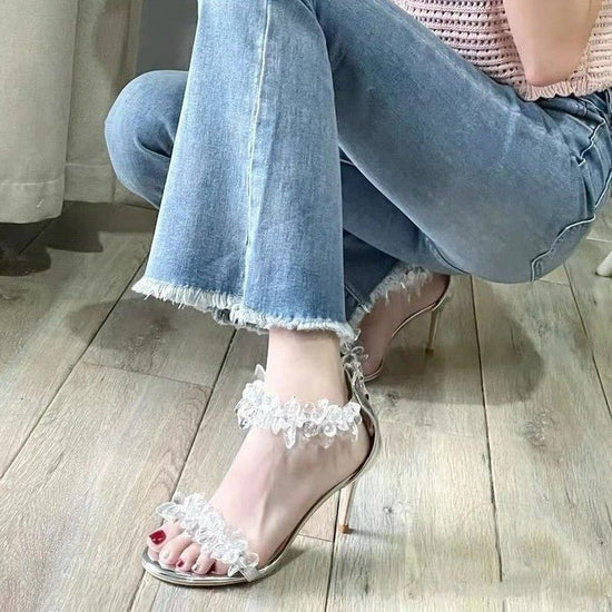 Fairy Style Ankle-strap Stilettos High Heels $49.50 Dana Fashion Color: White Size: 34 Women's shoes Product information: Lining material: Microfiber Toe holder shape: round head Color: White Shoe Upper material: Microfiber Size: 34,35,36,37,38,39 Wearing
