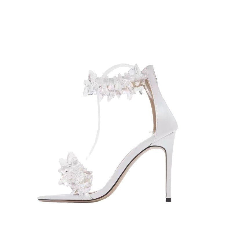 Fairy Style Ankle-strap Stilettos High Heels $49.50 Dana Fashion Color: White Size: 34 Women's shoes Product information: Lining material: Microfiber Toe holder shape: round head Color: White Shoe Upper material: Microfiber Size: 34,35,36,37,38,39 Wearing