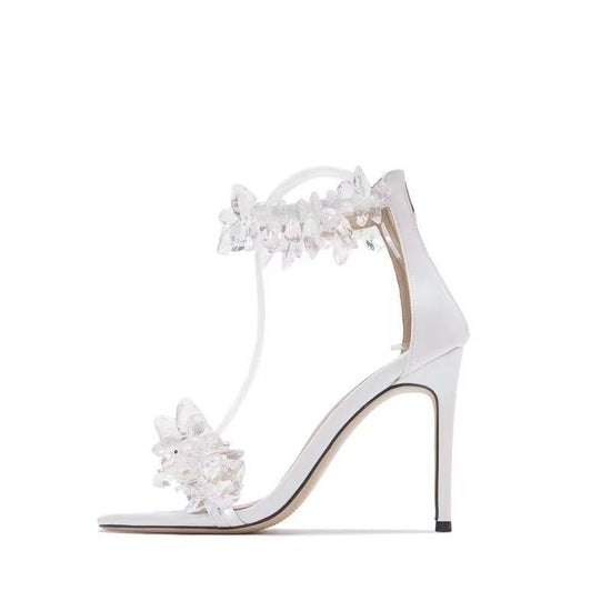 Fairy Style Ankle-strap Stilettos High Heels $49.50 Dana Fashion Color: White Size: 34 Women's shoes Product information: Lining material: Microfiber Toe holder shape: round head Color: White Shoe Upper material: Microfiber Size: 34,35,36,37,38,39 Wearing