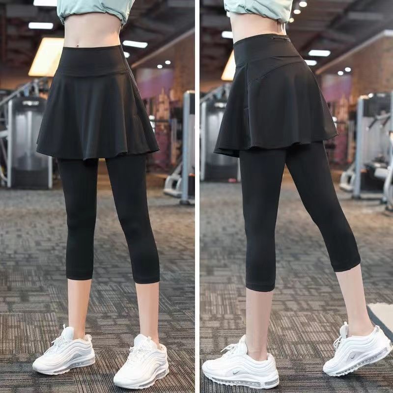 Fake Two-piece Sport Pants Ankle-tied Fitness Pantskirt $27.88 Dana Fashion Color: Black with Pocket Size: 4XL Women's clothing معلومات المنتج: الجنس المطبق: أنثى اسم القماش: حرير الحليب اللون: بنطلون أسود مقصوص، بنطلون أسود مقصوص، بنطلون أسود مقصوص (مع ج