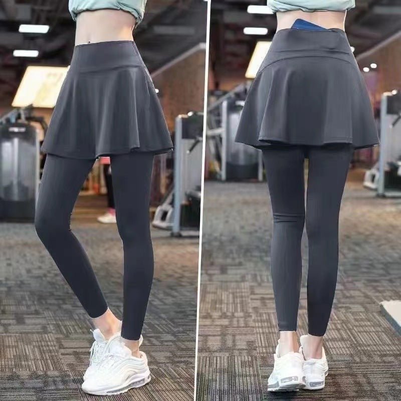 Fake Two-piece Sport Pants Ankle-tied Fitness Pantskirt $27.88 Dana Fashion Color: Gray Nine Pockets Size: 4XL Women's clothing معلومات المنتج: الجنس المطبق: أنثى اسم القماش: حرير الحليب اللون: بنطلون أسود مقصوص، بنطلون أسود مقصوص، بنطلون أسود مقصوص (مع ج