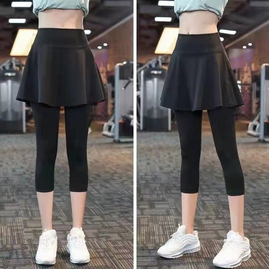 Fake Two-piece Sport Pants Ankle-tied Fitness Pantskirt $27.88 Dana Fashion Color: Black Size: 4XL Women's clothing معلومات المنتج: الجنس المطبق: أنثى اسم القماش: حرير الحليب اللون: بنطلون أسود مقصوص، بنطلون أسود مقصوص، بنطلون أسود مقصوص (مع جيوب)، بنطلون