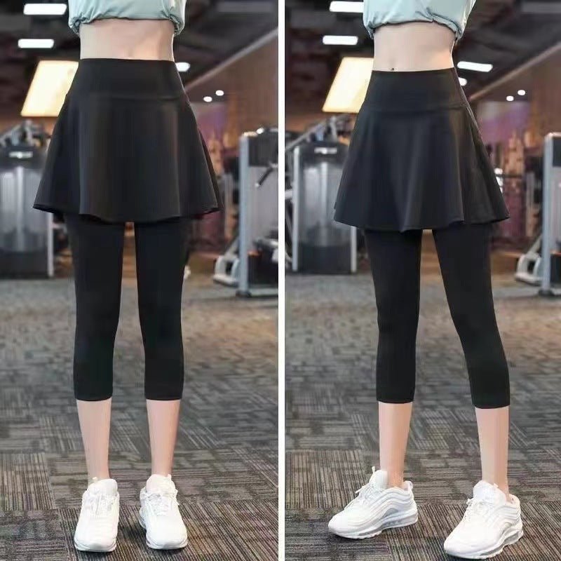 Fake Two-piece Sport Pants Ankle-tied Fitness Pantskirt $27.88 Dana Fashion Color: Black Size: 4XL Women's clothing معلومات المنتج: الجنس المطبق: أنثى اسم القماش: حرير الحليب اللون: بنطلون أسود مقصوص، بنطلون أسود مقصوص، بنطلون أسود مقصوص (مع جيوب)، بنطلون