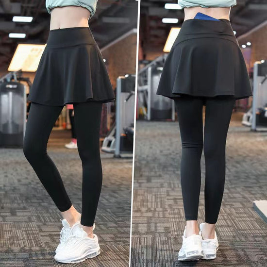 Fake Two-piece Sport Pants Ankle-tied Fitness Pantskirt $27.88 Dana Fashion Color: Black with Pocket Size: 4XL Women's clothing معلومات المنتج: الجنس المطبق: أنثى اسم القماش: حرير الحليب اللون: بنطلون أسود مقصوص، بنطلون أسود مقصوص، بنطلون أسود مقصوص (مع ج