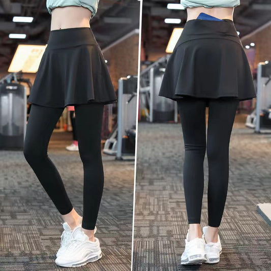 Fake Two-piece Sport Pants Ankle-tied Fitness Pantskirt $27.88 Dana Fashion Color: Black with Pocket Size: 4XL Women's clothing معلومات المنتج: الجنس المطبق: أنثى اسم القماش: حرير الحليب اللون: بنطلون أسود مقصوص، بنطلون أسود مقصوص، بنطلون أسود مقصوص (مع ج
