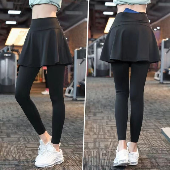 Fake Two-piece Sport Pants Ankle-tied Fitness Pantskirt $27.88 Dana Fashion Color: Black Ninth with Pocket Size: 4XL Women's clothing معلومات المنتج: الجنس المطبق: أنثى اسم القماش: حرير الحليب اللون: بنطلون أسود مقصوص، بنطلون أسود مقصوص، بنطلون أسود مقصوص