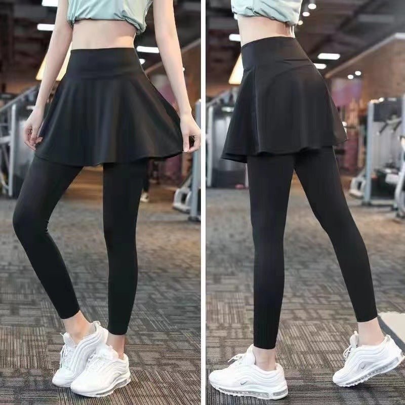 Fake Two-piece Sport Pants Ankle-tied Fitness Pantskirt $27.88 Dana Fashion Color: Black with Pocket Size: 4XL Women's clothing معلومات المنتج: الجنس المطبق: أنثى اسم القماش: حرير الحليب اللون: بنطلون أسود مقصوص، بنطلون أسود مقصوص، بنطلون أسود مقصوص (مع ج