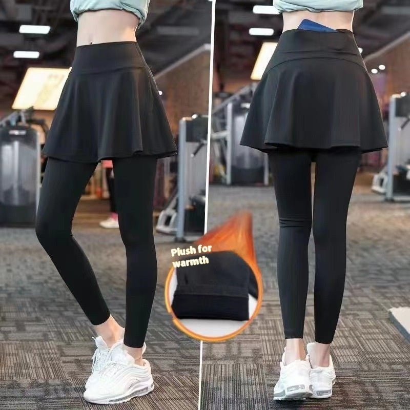 Fake Two-piece Sport Pants Ankle-tied Fitness Pantskirt $27.88 Dana Fashion Color: Black Plus Velvet Zipper Size: 4XL Women's clothing معلومات المنتج: الجنس المطبق: أنثى اسم القماش: حرير الحليب اللون: بنطلون أسود مقصوص، بنطلون أسود مقصوص، بنطلون أسود مقصو