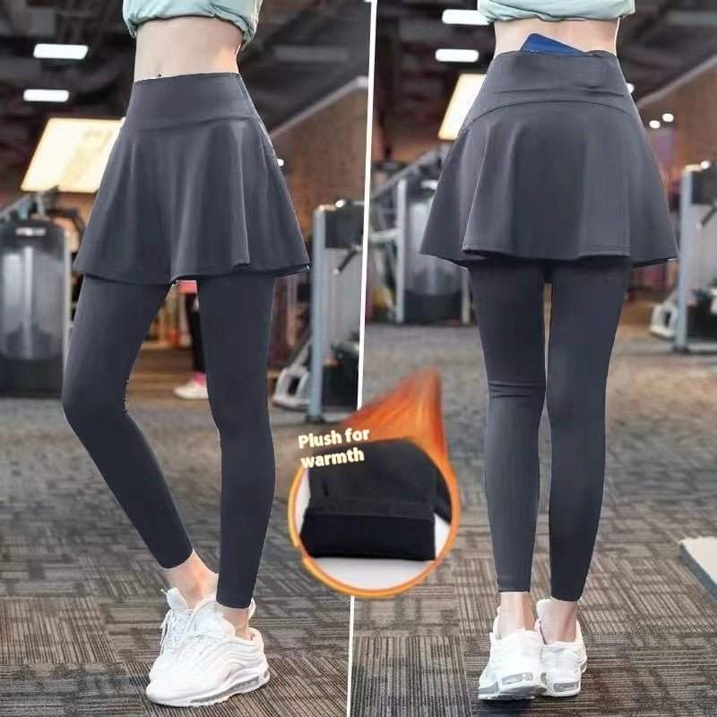 Fake Two-piece Sport Pants Ankle-tied Fitness Pantskirt $27.88 Dana Fashion Color: Gray Plus Velvet Zipper Size: 4XL Women's clothing معلومات المنتج: الجنس المطبق: أنثى اسم القماش: حرير الحليب اللون: بنطلون أسود مقصوص، بنطلون أسود مقصوص، بنطلون أسود مقصوص