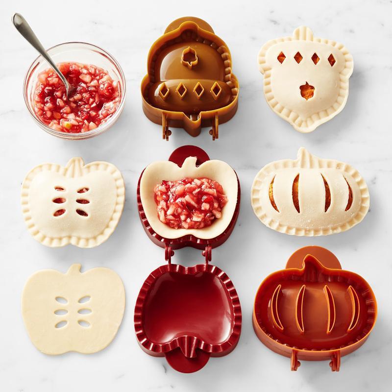 Fall Hand Pie Molds Set Of 3 Christmas Baking Kitchen Tools $17.22 Dana Fashion style: Acorn Dana's Kitchen Overview: Suitable for various themed parties, Halloween, Christmas, Easter Set of 3 hand pie molds, mini pie dough press tool, Halloween pumpkin p