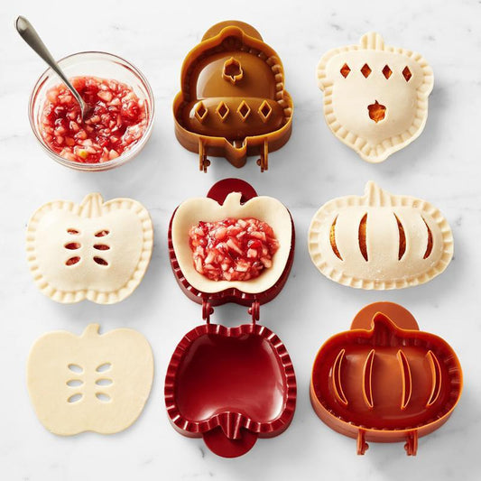 Fall Hand Pie Molds Set Of 3 Christmas Baking Kitchen Tools $17.22 Dana Fashion style: Acorn Dana's Kitchen Overview: Suitable for various themed parties, Halloween, Christmas, Easter Set of 3 hand pie molds, mini pie dough press tool, Halloween pumpkin p