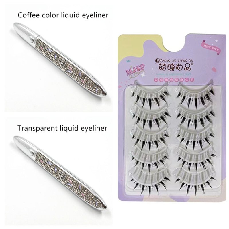 False Eyelashes Self-adhesive Eyeliner Multicolor $17.50 Dana Fashion Color: A Set Eyeliner color: Set makeup Product information: Color classification: Black liquid eyeliner, coffee color liquid eyeliner, transparent liquid eyeliner After applying the tr