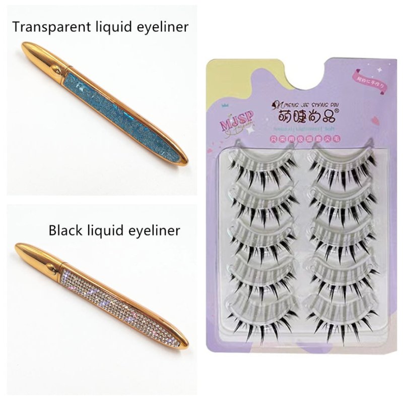 False Eyelashes Self-adhesive Eyeliner Multicolor $17.50 Dana Fashion Color: E Set Eyeliner color: Set makeup Product information: Color classification: Black liquid eyeliner, coffee color liquid eyeliner, transparent liquid eyeliner After applying the tr