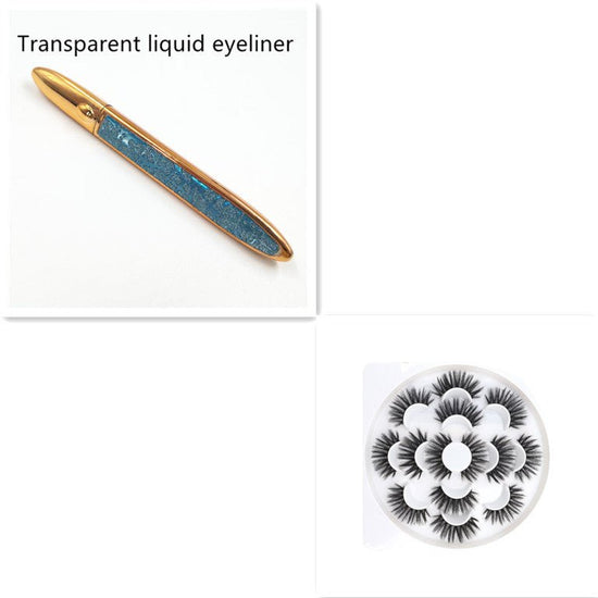 False Eyelashes Self-adhesive Eyeliner Multicolor $17.50 Dana Fashion Color: Blue leather set Eyeliner color: Transparent makeup Product information: Color classification: Black liquid eyeliner, coffee color liquid eyeliner, transparent liquid eyeliner Af