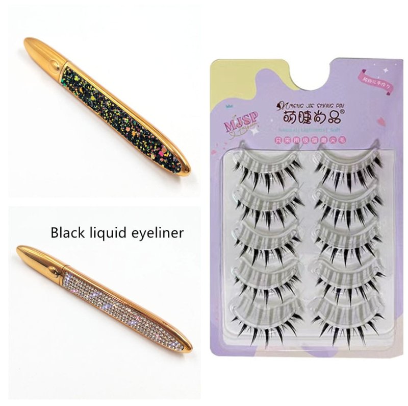 False Eyelashes Self-adhesive Eyeliner Multicolor $17.50 Dana Fashion Color: F Set Eyeliner color: Set makeup Product information: Color classification: Black liquid eyeliner, coffee color liquid eyeliner, transparent liquid eyeliner After applying the tr