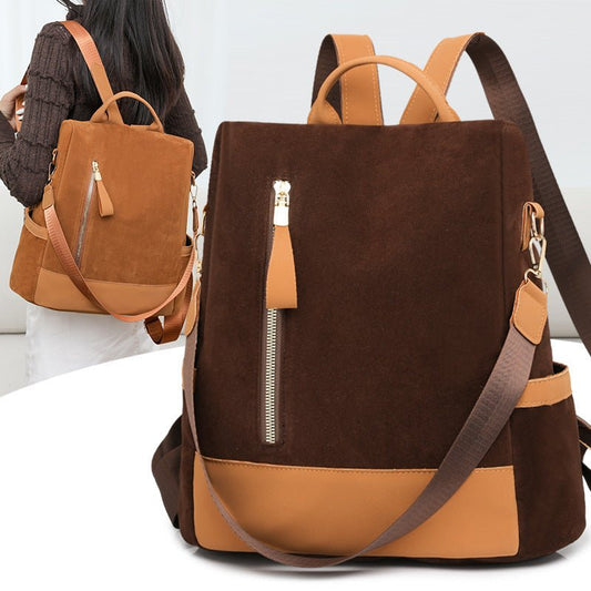 Fashion All-matching Large-capacity Backpack Go Out Travel $43.28 Dana Fashion Color: Black Women's Bags Product information: Lining texture: Polyester Applicable scenario: leisure travel Color: black, brown, brown Outer bag type: Sandwich pocket Function