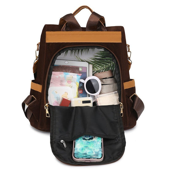 Fashion All-matching Large-capacity Backpack Go Out Travel $43.28 Dana Fashion Color: Black Women's Bags Product information: Lining texture: Polyester Applicable scenario: leisure travel Color: black, brown, brown Outer bag type: Sandwich pocket Function
