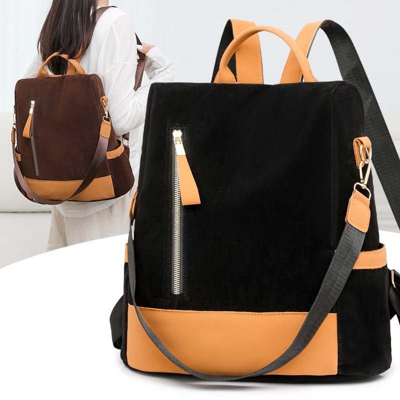 Fashion All-matching Large-capacity Backpack Go Out Travel $43.28 Dana Fashion Color: Black Women's Bags Product information: Lining texture: Polyester Applicable scenario: leisure travel Color: black, brown, brown Outer bag type: Sandwich pocket Function