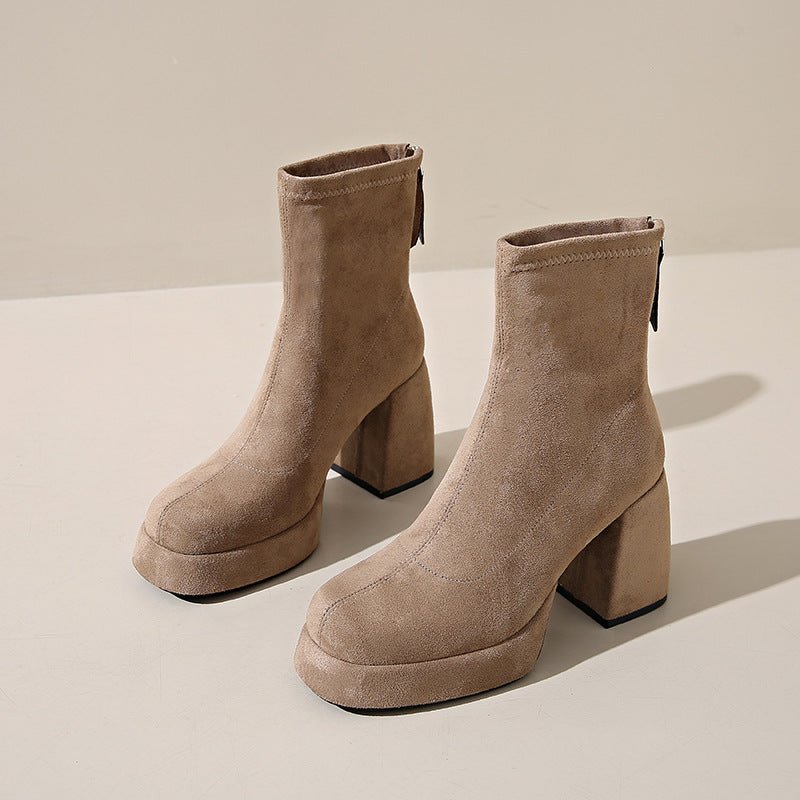 Fashion Back Zipper Suede Women's Fashion $49.35 Dana Fashion Color: Milk Tea With Cotton Size: 34 Women's shoes ข้อมูลผลิตภัณฑ์: วัสดุซับใน: ผ้าฝ้าย สี : สีน้ำตาลอูฐพร้อมผ้าฝ้าย, สีดำ, ซับในผ้าฝ้าย, ชานมพร้อมผ้าฝ้าย, ซับในอูฐเดี่ยว, ซับในเดี่ยวสีดำ, รายก